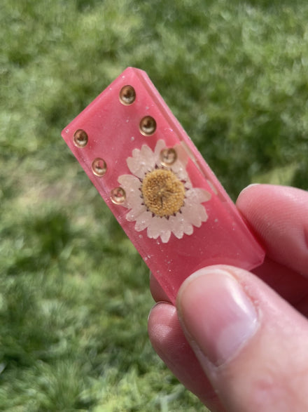 resin custom dominoes, dried flowers